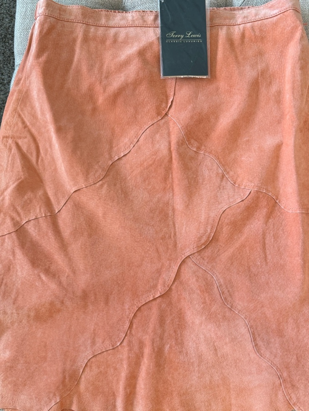 Terry Lewis Classic Luxuries Peach Suede A-Line Skirt